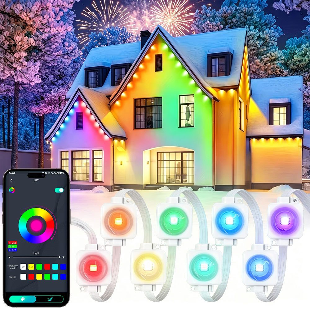 Smart Home Yellow - Lampu String LED RGBIC Pintar 150FT