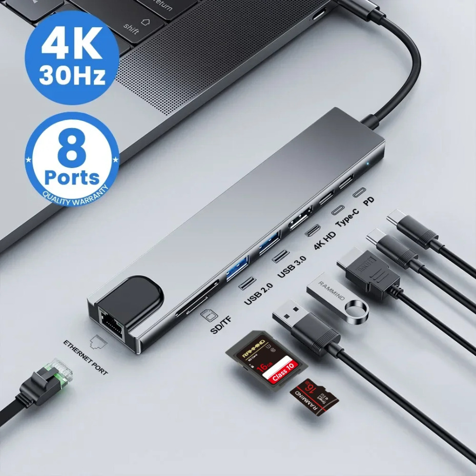 Smart Home Hub 2 - Stasiun Docking Tipe-C 8IN1/2 8-in-1 dengan
