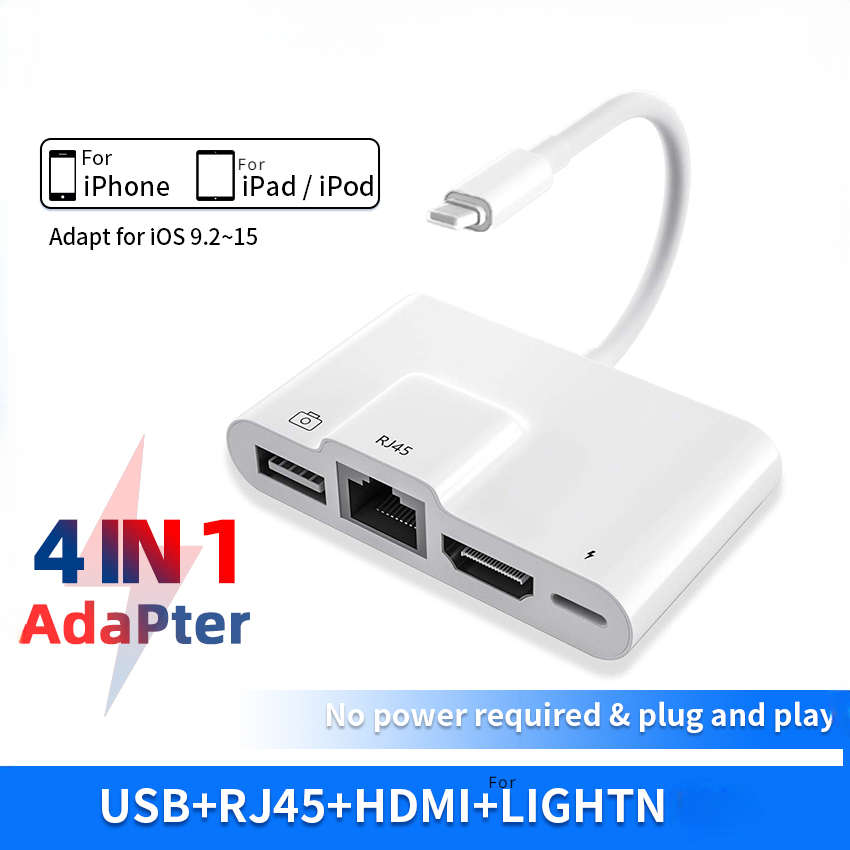 Smart Home Hub 2 - Untuk Lightning Ke RJ45 Ethernet OTG