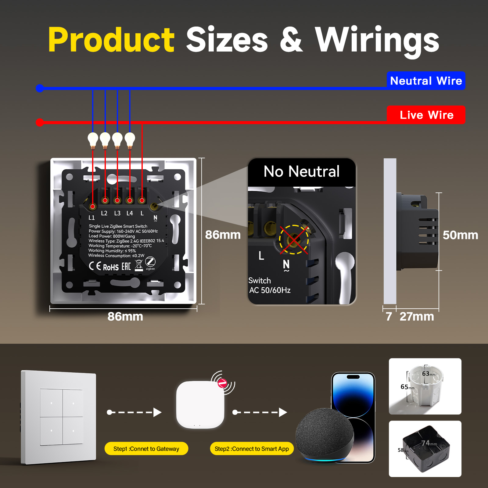 Sakelar Klik ZigBee BSEED deng - Smart Home Yellow ulasan dan harga